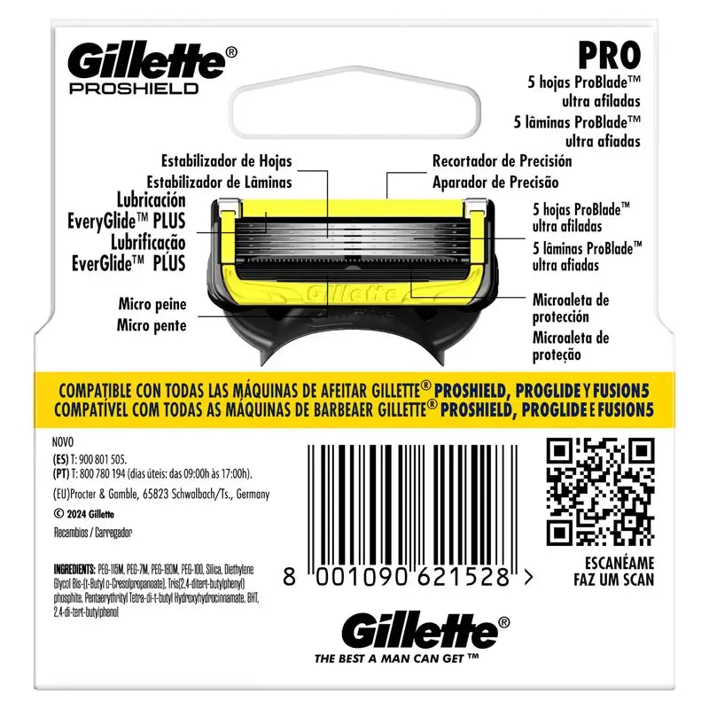 Gillette Proshield -partakoneen vaihtoterät miehille, 4 kpl