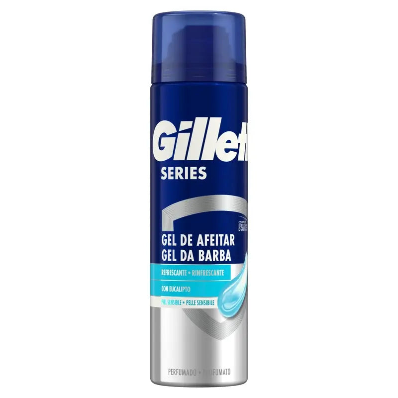 Gillette Series virkistävä eukalyptuspohjainen parranajogeeli miehille, 200 ml