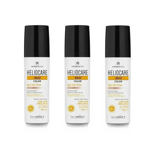 Heliocare 360º Color Gel Oil Free Beige SPF 50+, 3 x 50 ml 