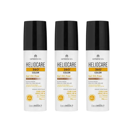 Heliocare 360° Color Gel Oil-Free SPF 50+ sävy Bronze Intense, 3 x 50 ml 