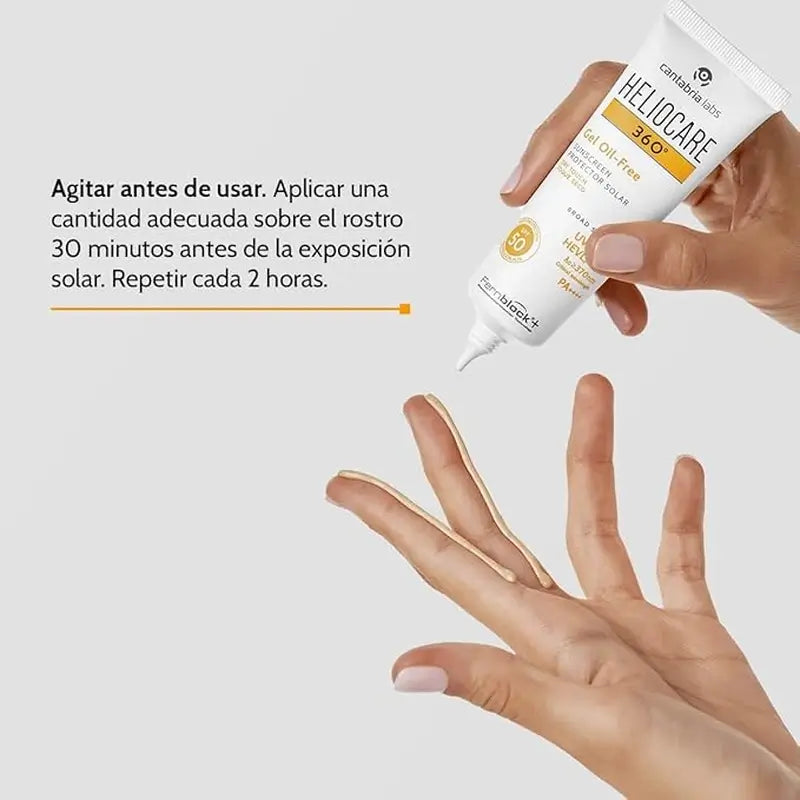Heliocare 360º öljytön aurinkosuojageeli kasvoille, SPF 50+, 50 ml