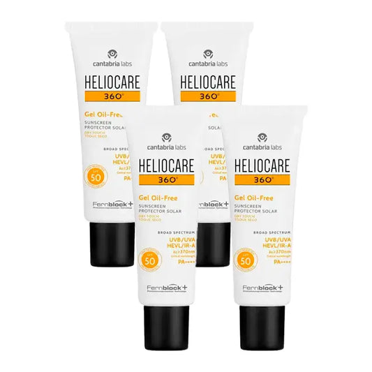 Heliocare 360º öljytön geeli SPF 50+, 4 x 50 ml:n pakkaus