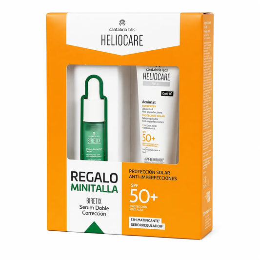 Heliocare Pack 360 Acnimat 50 ml + Biretix-seerumin minipakkaus (kaksoiskorjaus) 10 ml