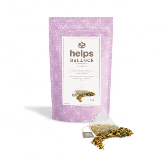 Helps Balance -ayurvedalainen vatsan tasapainoa edistävä pussi, 15 pyramidimuotoista teepussia