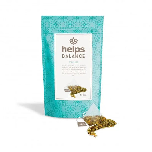 Helps Balance -ayurvedalainen Peace-rentoutuspakkaus, 15 pyramidimuotoista teepussia