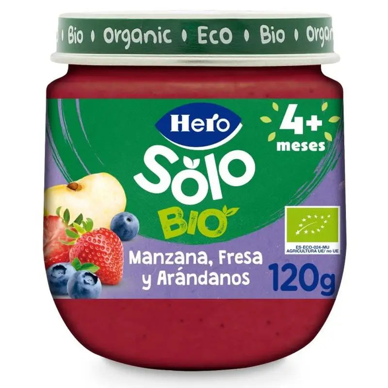Hero Baby Eco-purkki – Vain omenaa, mansikkaa ja mustikoita 120 g