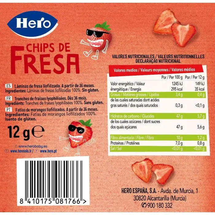Hero Snack Kids -mansikkalastut, 12 g