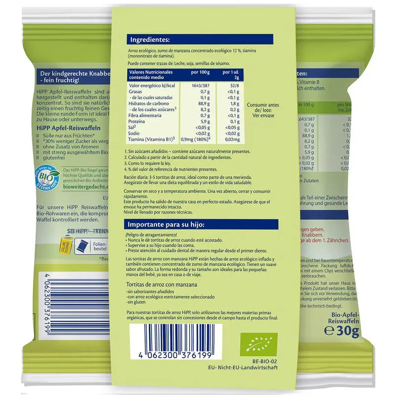 Hipp Bio Omenalla maustetut riisipannukakut, 30 g