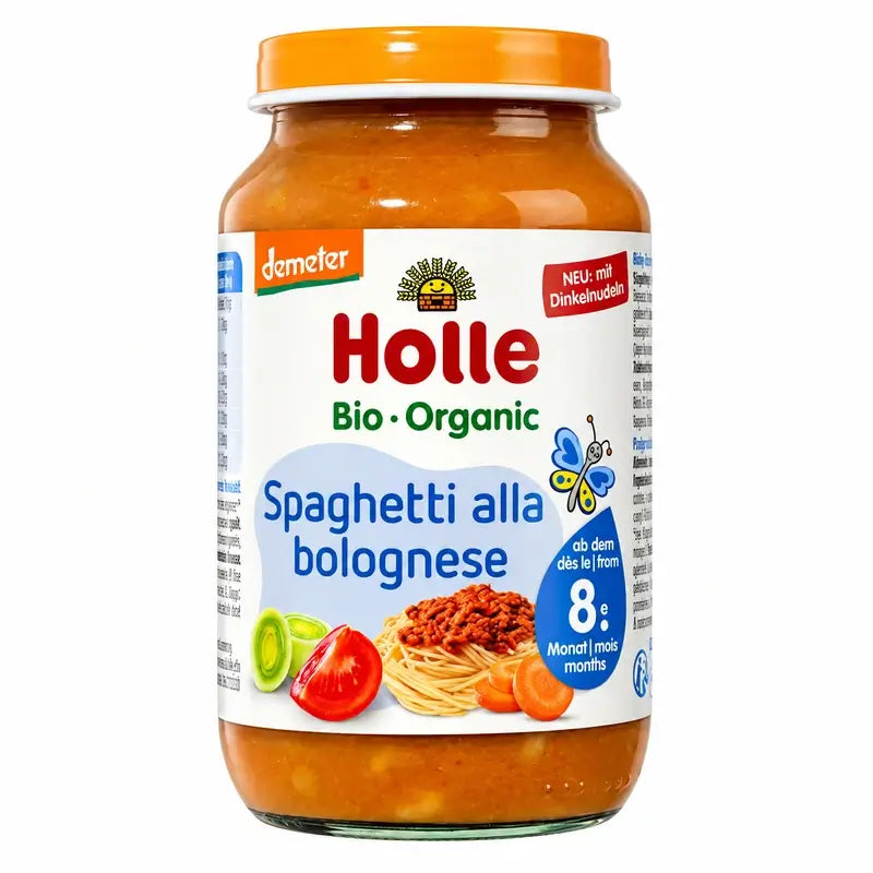 Holle-vauvanruoka: spagetti bolognese, 220 g, 2 kuukauden ikäisille, Demeter