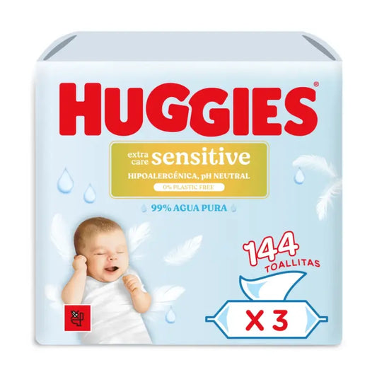 Huggies Extra Care Sensitive -pyyhkeet, 144 kpl