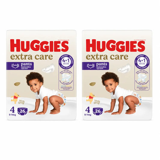 Huggies Extra Care Koko 4 (9–14 kg) Disney-vauvan vaippahousut, 26 kpl, 2-pakkaus