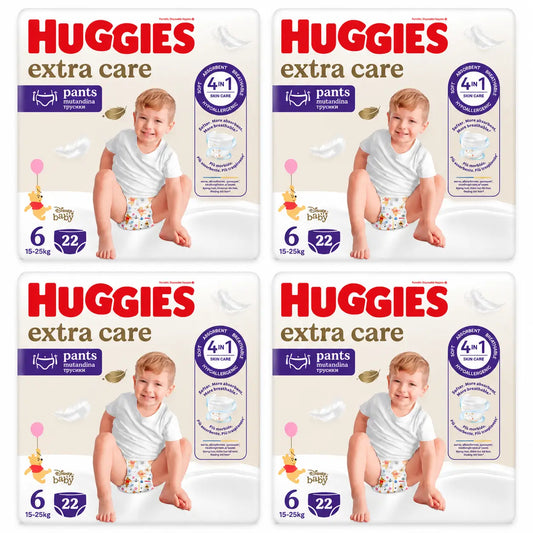 Huggies Extra Care Koko 6 (15–25 kg) Disney-vauvan vaippahousut, 22 kpl, 4-pakkaus