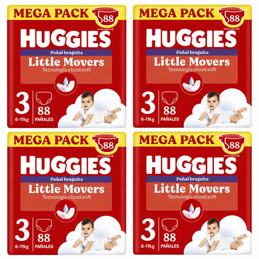 Huggies Little Movers Koko 3 (6–11 kg) Disney-vauvan vaippahousut, 88 kpl, 4-pakkaus