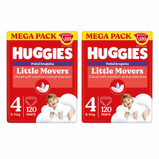 Huggies Little Movers Koko 4 (9–14 kg) Disney-vauvan vaippahousut, 120 kpl, 2-pakkaus