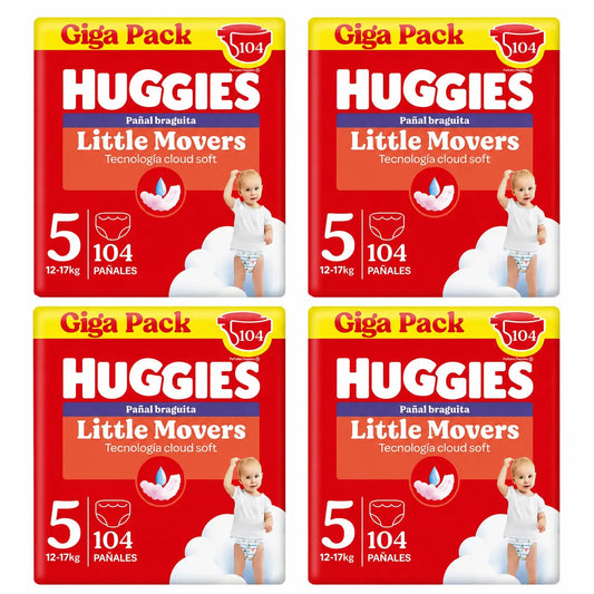 Huggies Little Movers Koko 5 (12–17 kg) Disney-vauvan vaippahousut, 104 kpl, 4-pakkaus