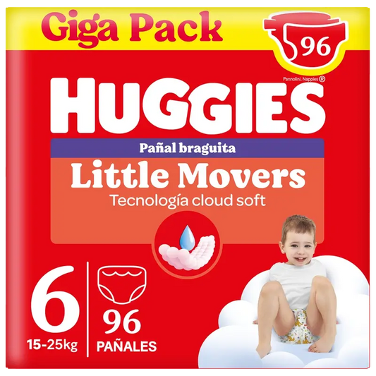 Huggies Little Movers Koko 6 (15–25 kg) Disney-vauvan vaippahousut, 96 kpl