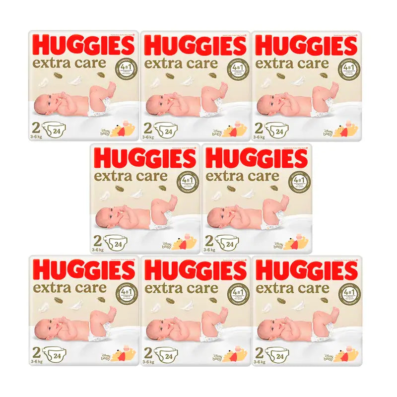 Huggies Extra Care -vaipat, koko 2, pakkaus 8 x 24 kpl