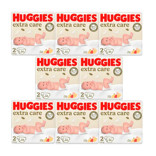 Huggies Extra Care -vaipat, koko 2, pakkaus 8 x 24 kpl
