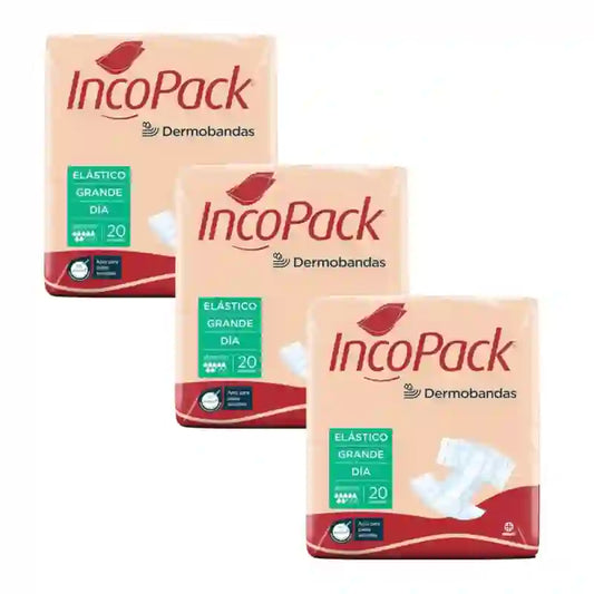 Incopack Anatomical Elastic Day Large Size , Pack 3, 240 Units