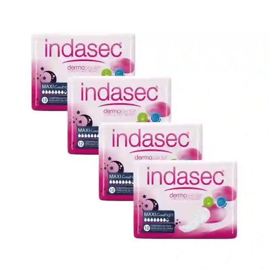 Indasec Dermoseda Maxi Good Night -inkontinenssisuojat, 4 x 12 kpl 