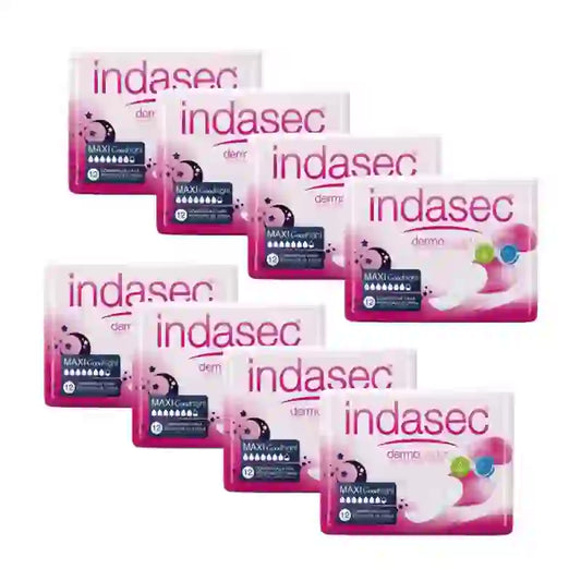 Indasec Dermoseda Maxi Good Night -inkontinenssisuojat, 8 x 12 kpl 