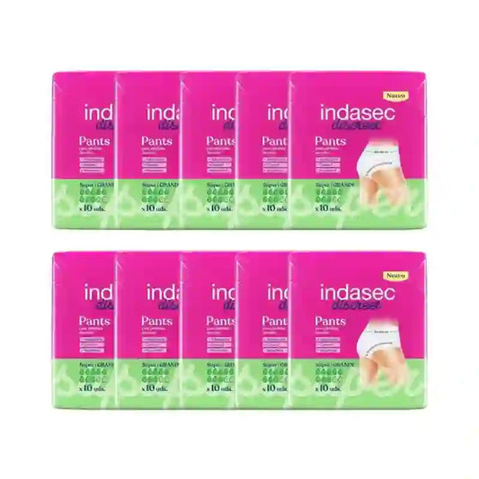 Indasec Discreet Pant -inkontinenssialushousut, Super-koko, 10 x 10 kpl 