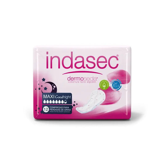 Indasec Dermoseda Maxi Good Night -inkontinenssisuojat, 12 kpl
