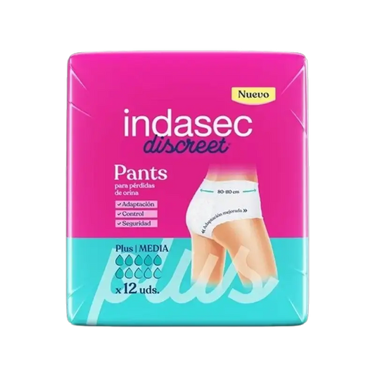Indasec Discreet Pant Incontinence Panty Plus Medium Size , 12 pieces