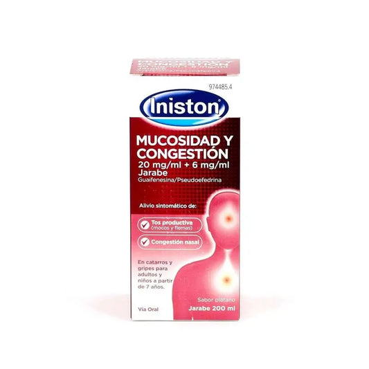 Iniston liman ja tukkoisuuden hoitoon, 20 mg/ml + 6 mg/ml siirappi, 200 ml