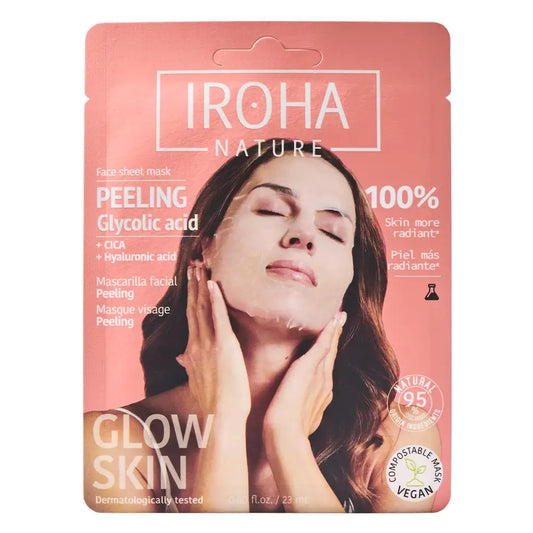 Iroha Nature Kasvonaamio ja kuorintapyyhe – glykolihappo, 23 ml