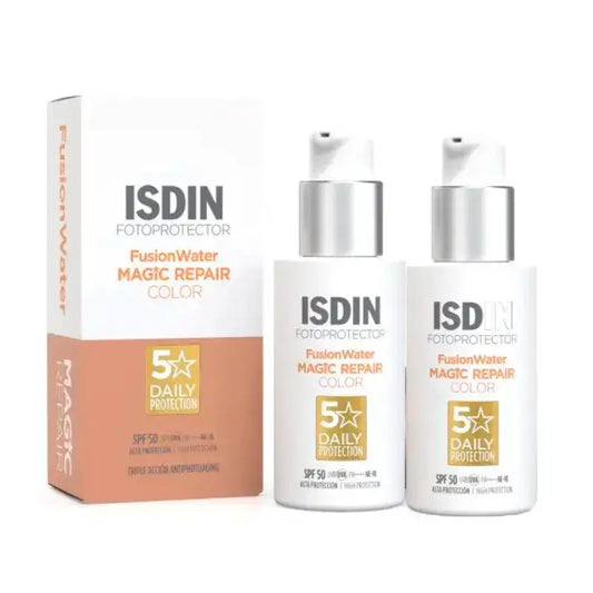 Isdin Fusion Water Magic Repair Color -aurinkovoide SPF 50, 2 x 50 ml:n pakkaus