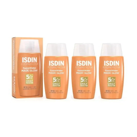 Isdin Fusion Water Magic Glow -aurinkovoide SPF 30, 3 x 50 ml