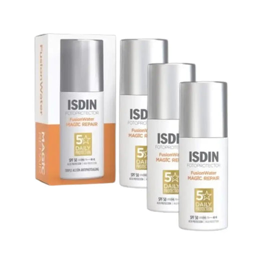 Isdin Fusion Water Magic Repair -aurinkovoide SPF 50+, 3 x 50 ml