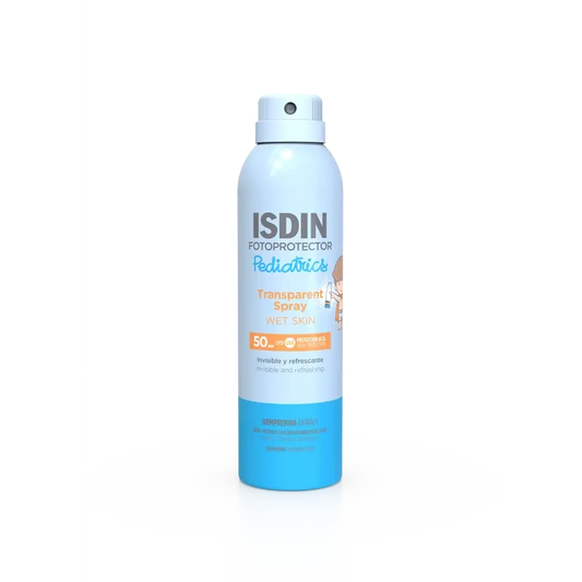 Isdin Lapsille tarkoitettu läpinäkyvä aurinkosuojaspray Wet Skin SPF 50, 250 ml 