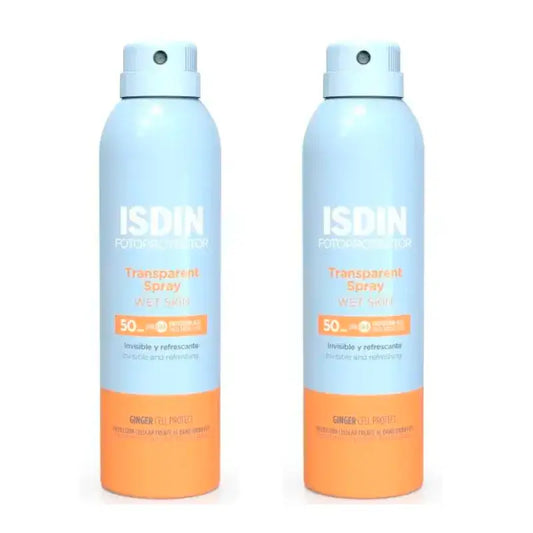 Isdin Transparent Spray Wet Skin SPF 50, 2 x 250 ml:n pakkaus