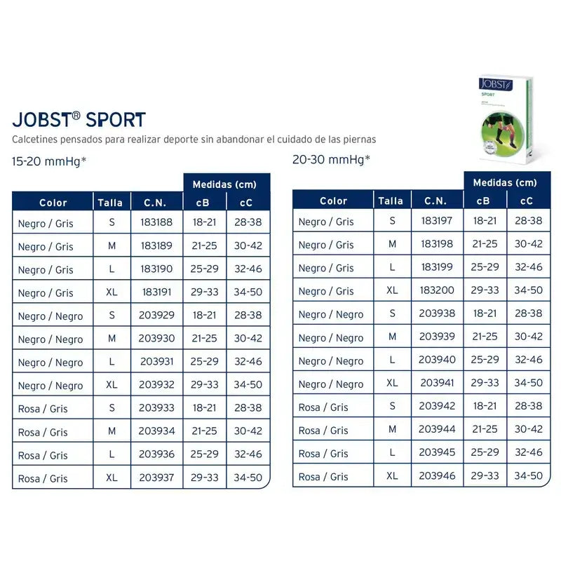 Jobst Sport-sukat, musta, 15–20 mmHg
