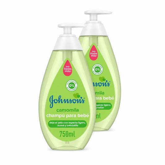 Johnson's Baby Kamomillashampoo, päivittäiseen käyttöön, puhdistaa ja pehmentää, sulfaattivapaa, koko perheelle, 2 x 750 ml:n pakkaus