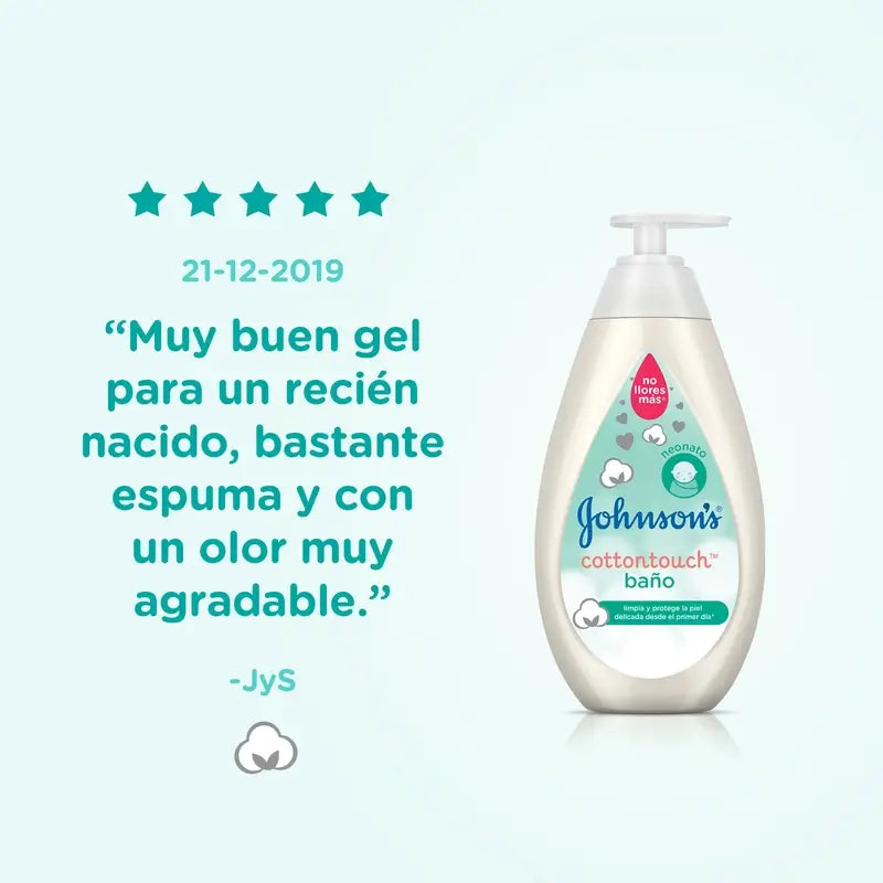 Johnson's Baby Cottontouch -kylpygeeli, vauvoille ja vastasyntyneille, ohuelle ja herkälle iholle, puhdasta puuvillaa sisältävä, 500 ml