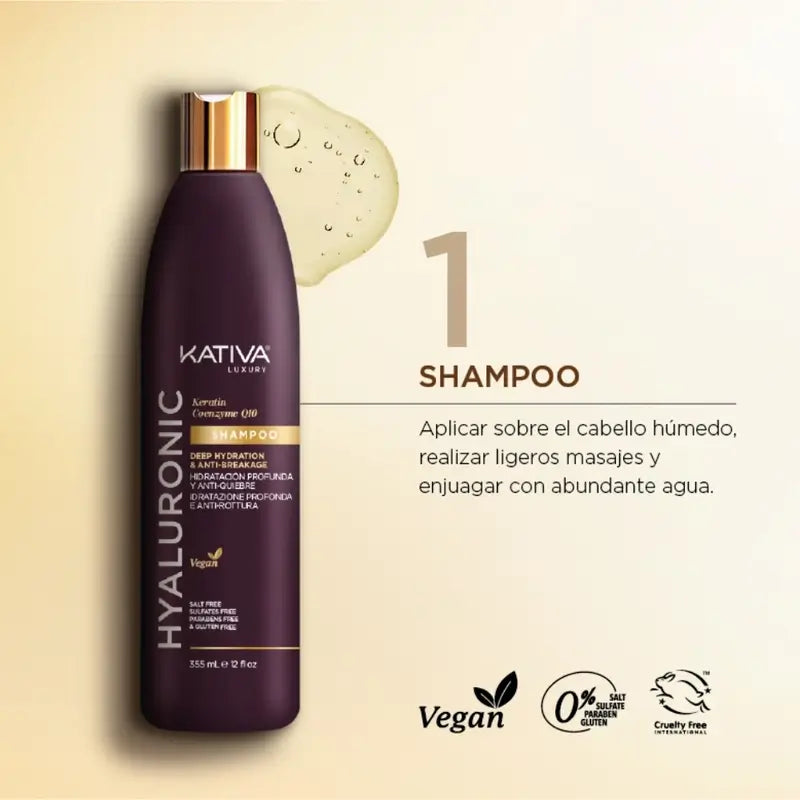 Kativa Hyaluronic Keratina Q10 -shampoo, 355 ml