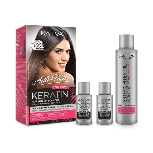 Kativa Keratin Antifrizz Xtreme Care – suoristus ilman suoristusrautaa, 1 kpl