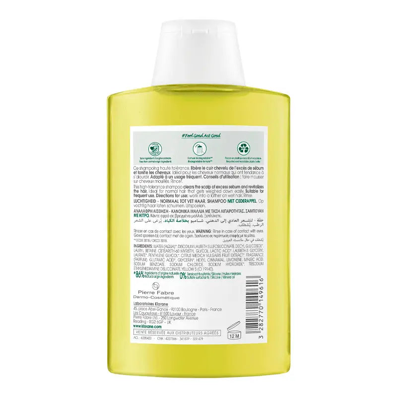 Klorane Sitruunashampoo rasvaisille hiuksille 200 ml