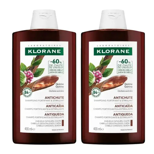 Klorane-duopaketti: Kiniini-shampoo B-vitamiineilla, 2 x 400 ml