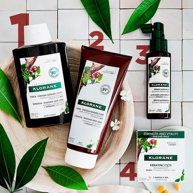 Klorane-duopaketti: Kiniini-shampoo B-vitamiineilla, 2 x 400 ml