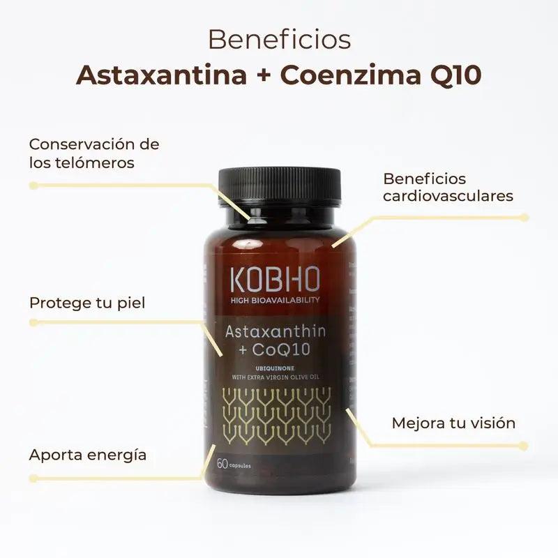 Kobho Labs Astaksantiini + koentsyymi Q10 -ravintolisä, 60 kapselia