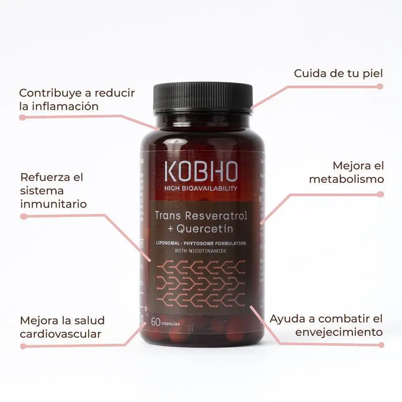 Kobho Labs Trans-resveratrol + kversetiini -ravintolisä, 60 kapselia