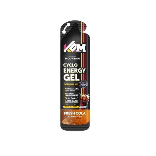 Kom Endurance -urheiluravintogeelit, 18 kpl:n pakkaus, 60 g:n geelit, kofeiini + magnesium + kalium, cola-maku 