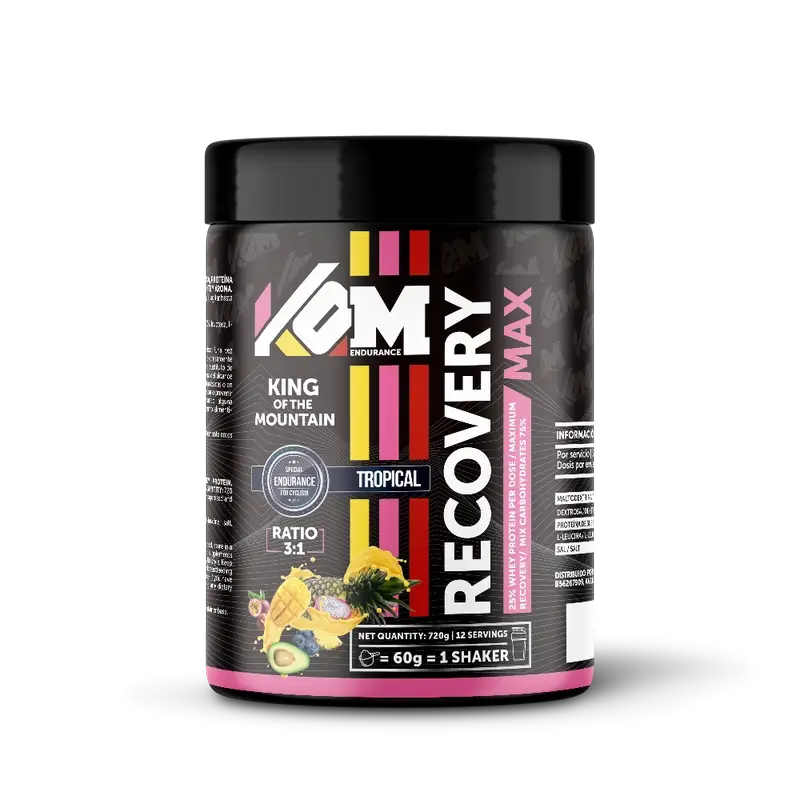 Kom Endurance - palautusjuoma, urheiluravinteet, 720 g:n purkki, trooppinen maku 