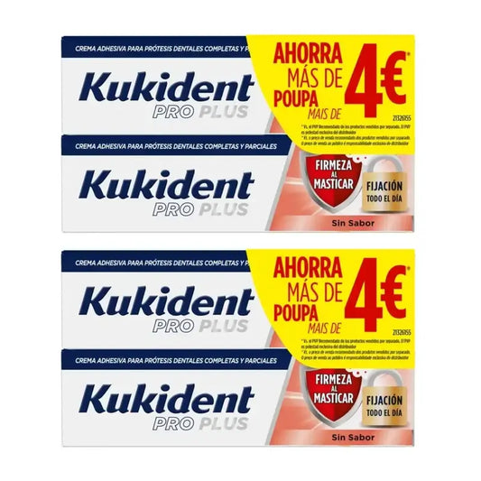 Kukident Pro Plus – tukeva pito pureskelun aikana, edullinen pakkaus, 4 x 40 g