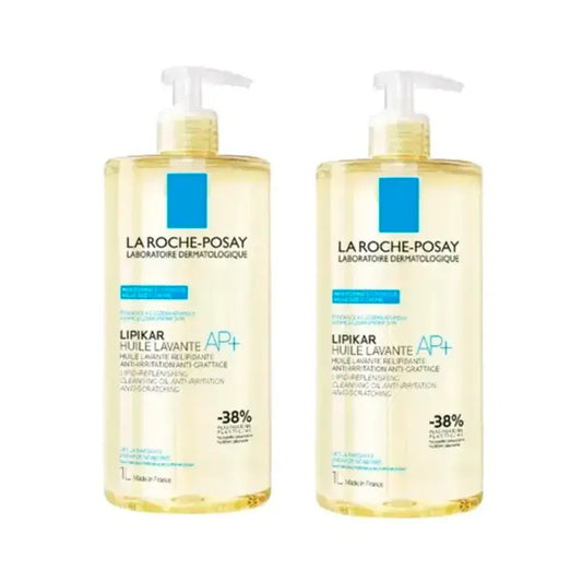 La Roche-Posay Lipikar AP+ puhdistusöljy – ärsytystä ehkäisevä vartalonpuhdistusaine atooppiselle iholle, 2 x 1000 ml:n pakkaus