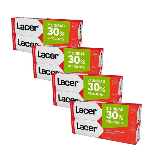 Lacer Duplo -hammastahna, 4 x 125 ml:n pakkaus